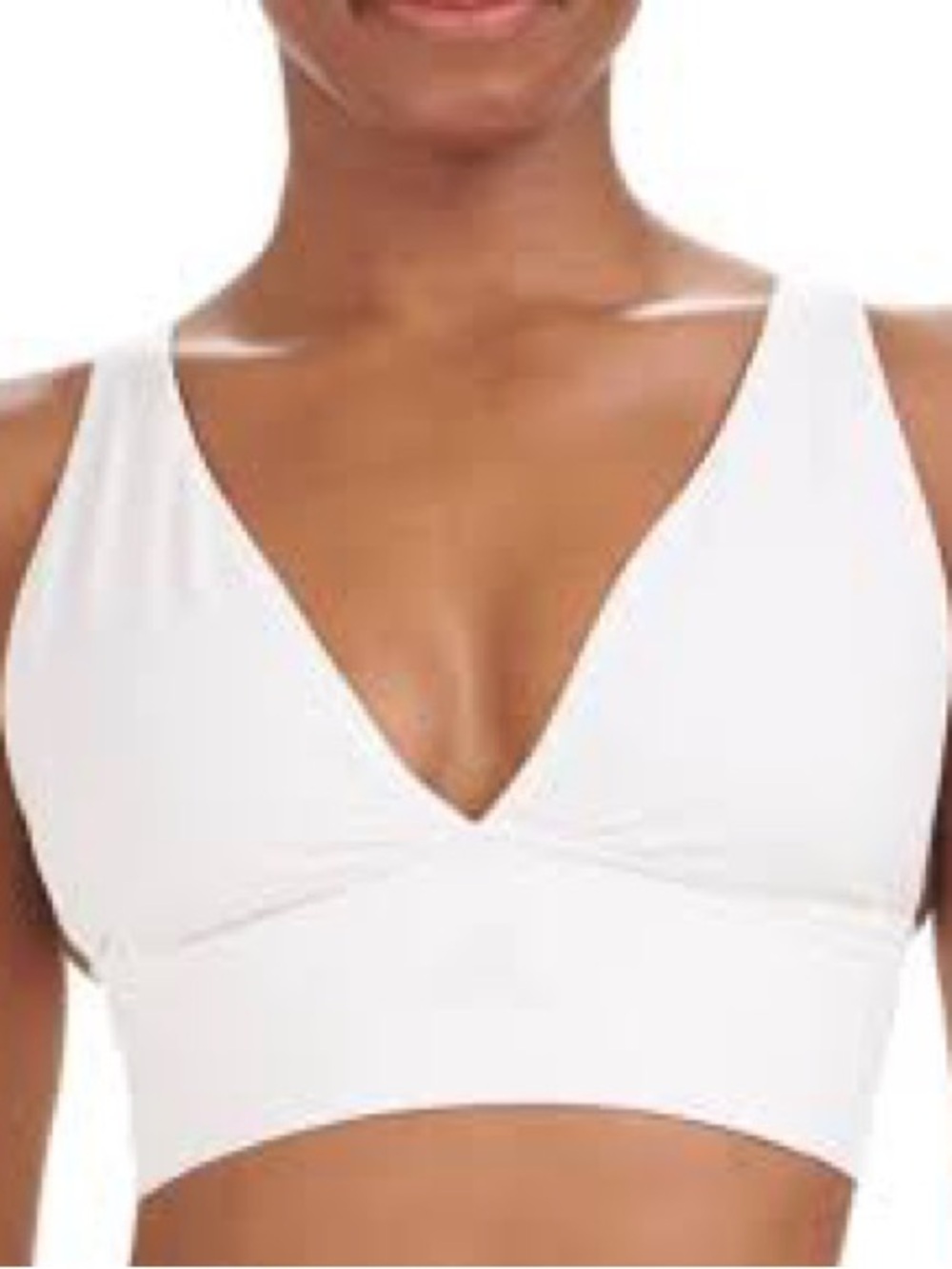 Adidas White V-Neck Light Lounge Support Bra, Medium, NWT